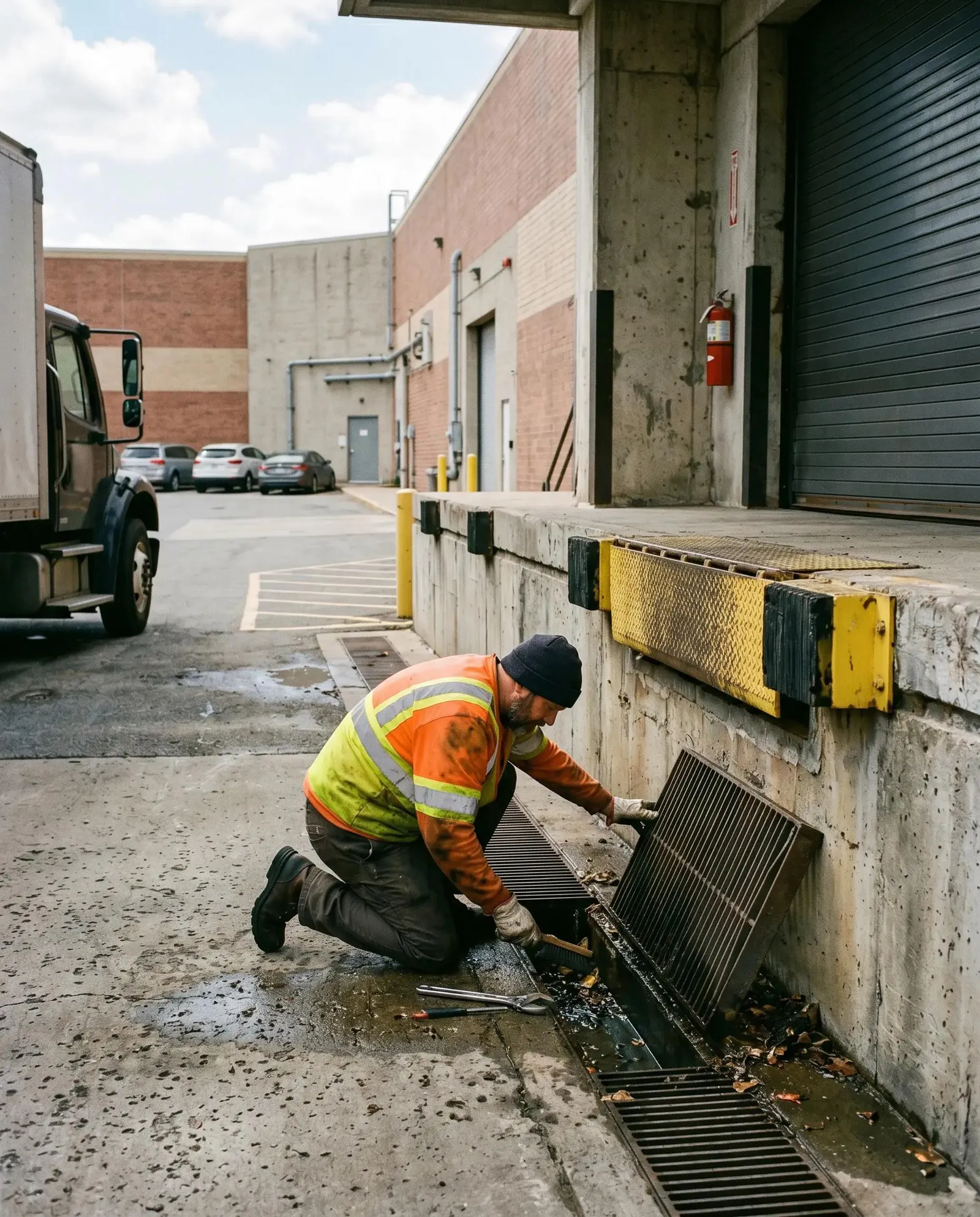 Technicien débouchant un regard de canalisation à Saint-Denis